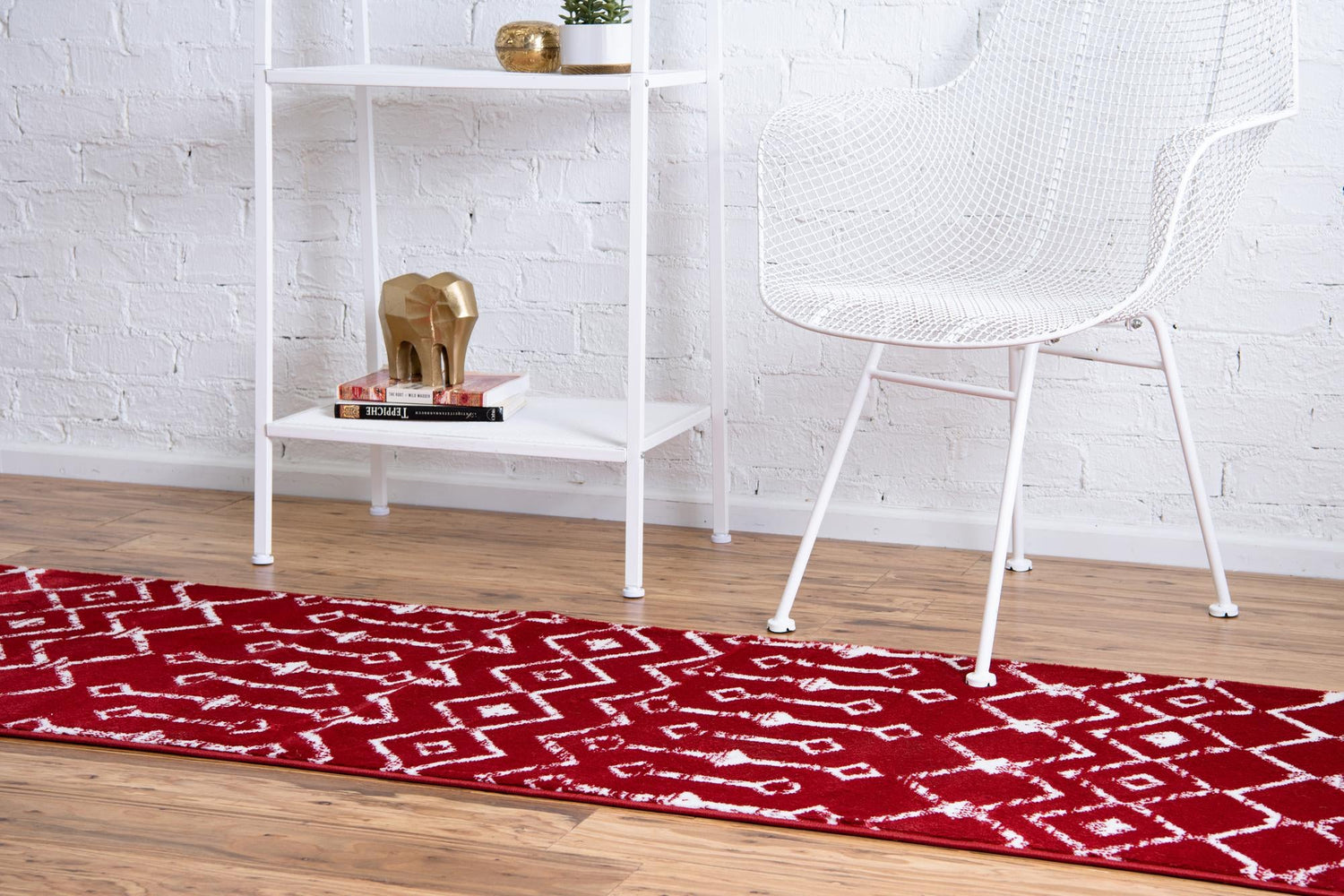 Red 2' x 9' 10 Moroccan Trellis Runner Area Rug 100% Polypropylene Easy Clean Geometric Traditional Carpet for Interior Design Home Decor for Sale at Rug Engine