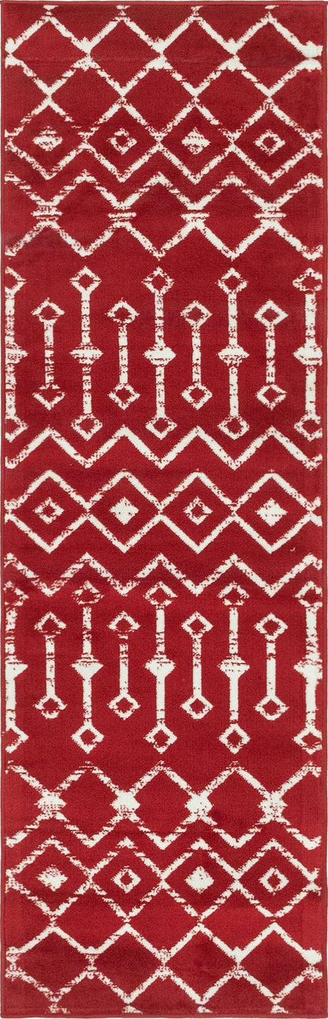 Red 2' x 7' Moroccan Trellis Runner Rug