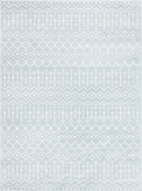 Light Blue 8' x 11' Moroccan Trellis Rectangle Rug