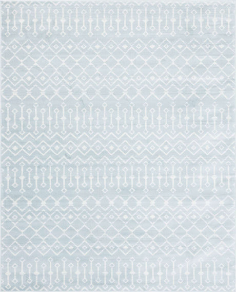 Light Blue 8' x 10' Moroccan Trellis Rectangle Rug