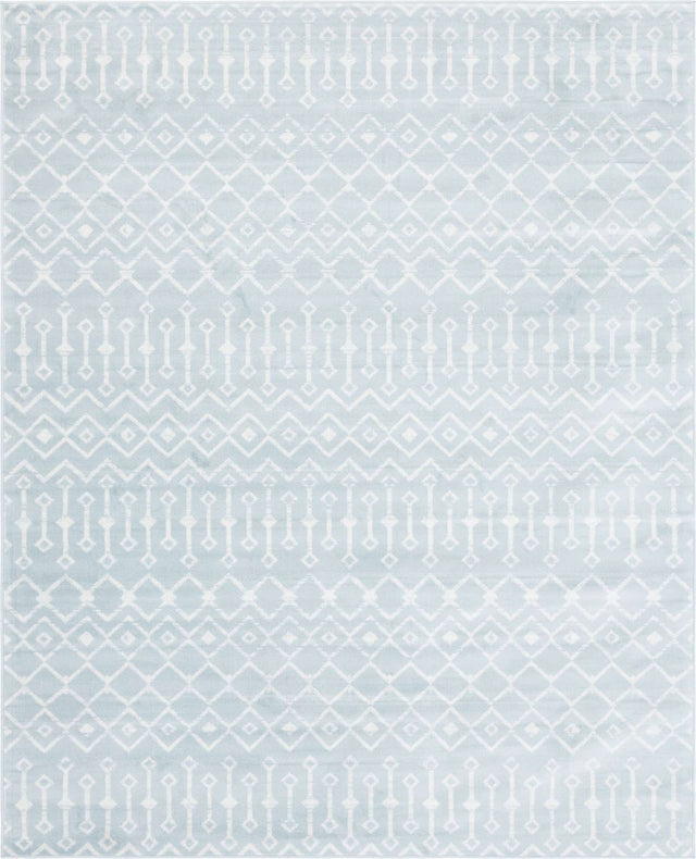 Light Blue 8' x 10' Moroccan Trellis Rectangle Rug