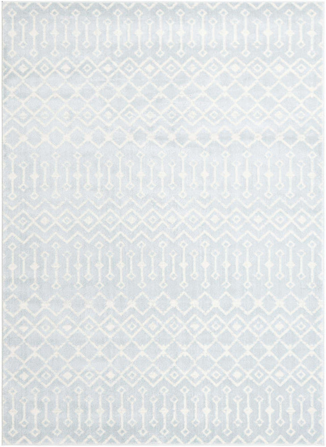 Light Blue 7' 1 x 10' Moroccan Trellis Rectangle Rug
