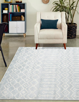 Light Blue 7' 1 x 10' Moroccan Trellis Rectangle Rug