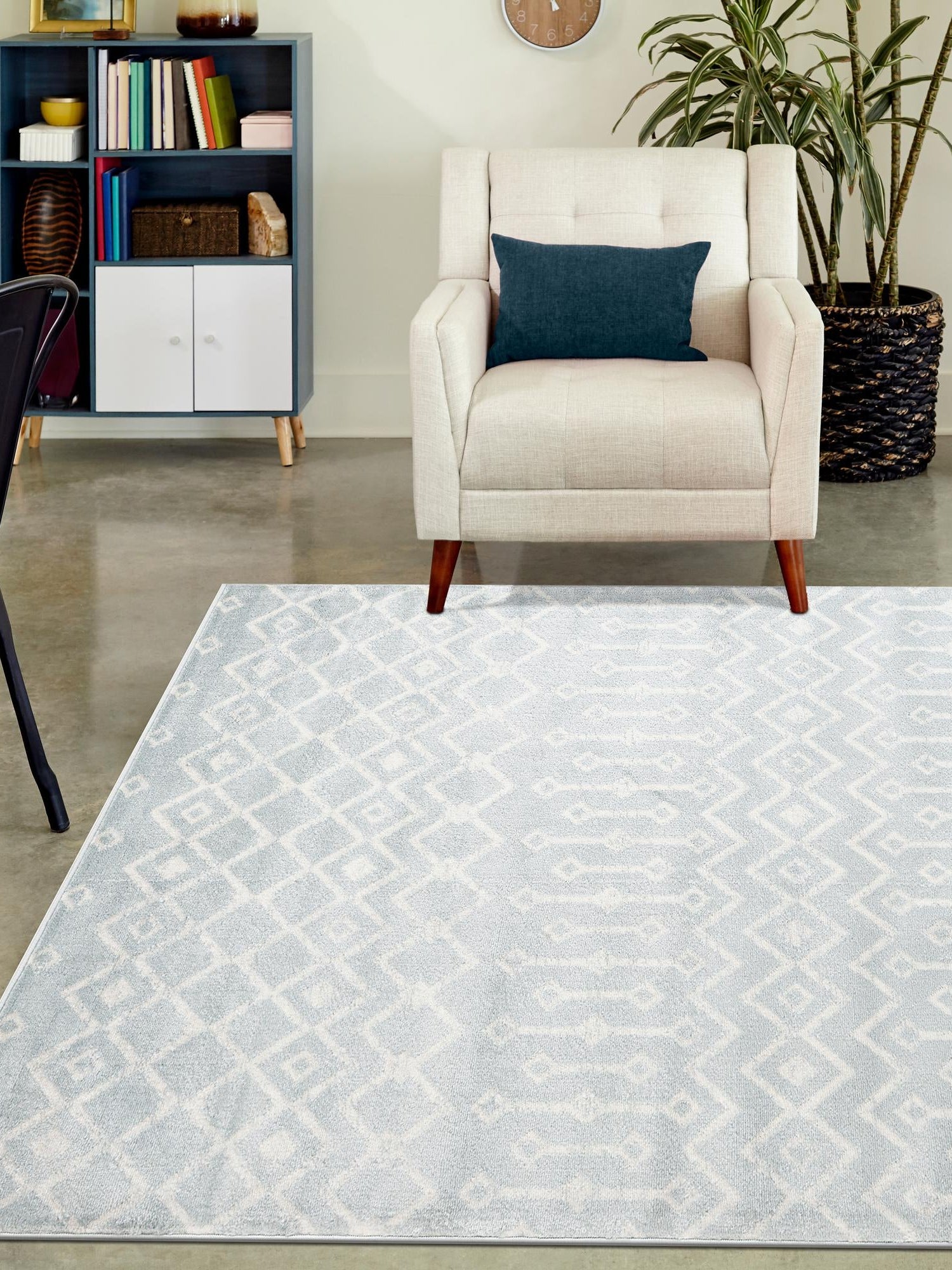 Light Blue 2' x 3' 1 Moroccan Trellis Rectangle Area Rug 100% Polypropylene Easy Clean Geometric Traditional Carpet for Interior Design Home Decor for Sale at Rug Engine