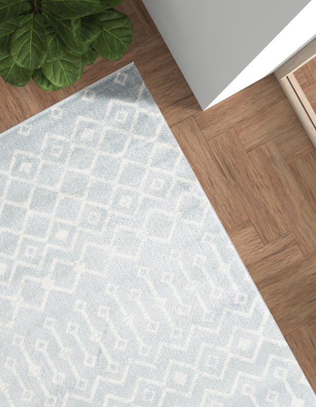 Light Blue 3' 3 x 5' 3 Moroccan Trellis Rectangle Rug