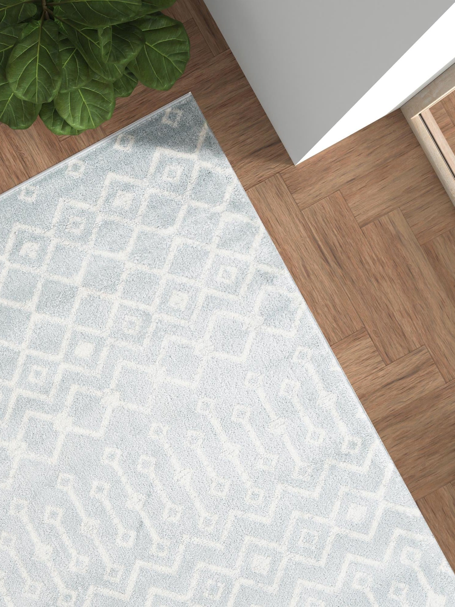 Light Blue 2' x 3' 1 Moroccan Trellis Rectangle Area Rug 100% Polypropylene Easy Clean Geometric Traditional Carpet for Interior Design Home Decor for Sale at Rug Engine