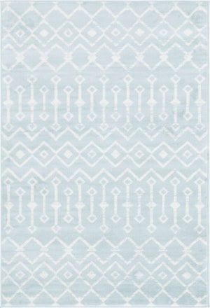 Light Blue 4' 1 x 6' 1 Moroccan Trellis Rectangle Area Rug