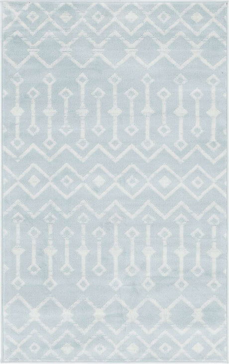 Light Blue 3' 3 x 5' 3 Moroccan Trellis Rectangle Rug