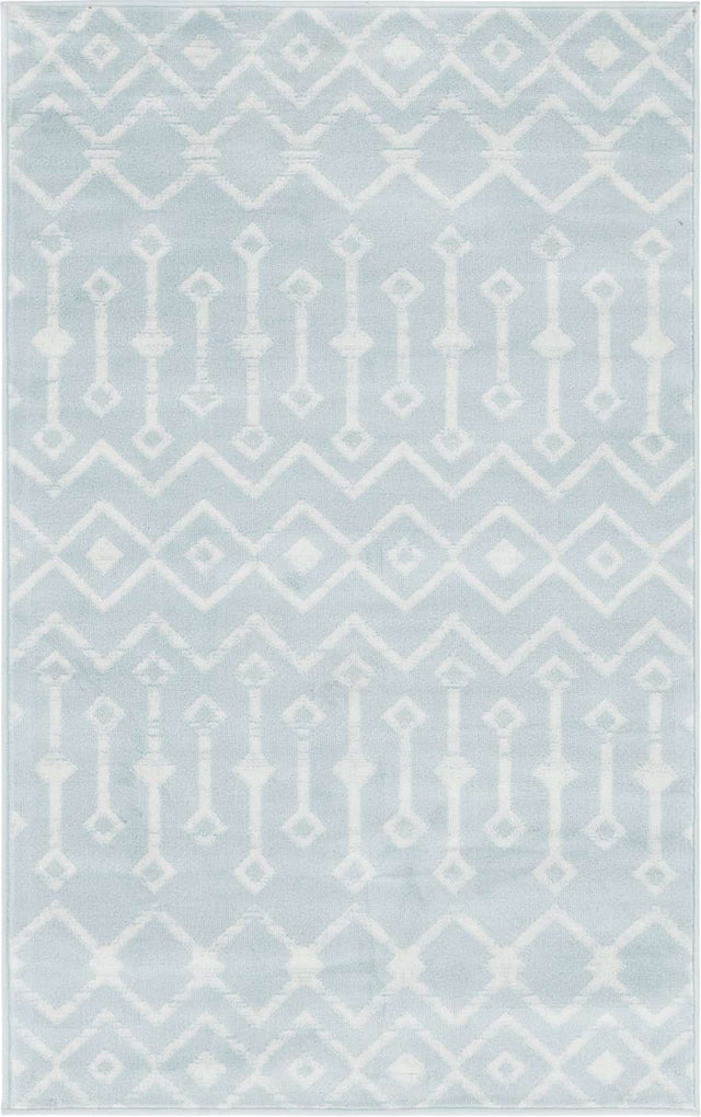 Light Blue 3' 3 x 5' 3 Moroccan Trellis Rectangle Rug