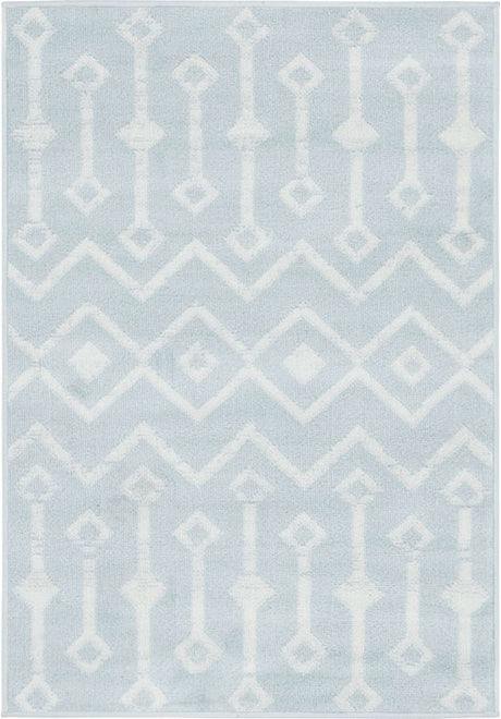 Light Blue 2' 2 x 3' 1 Moroccan Trellis Rectangle Rug