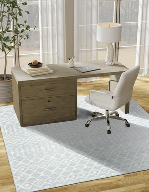 Light Blue 6' 1 x 6' 1 Moroccan Trellis Square Rug