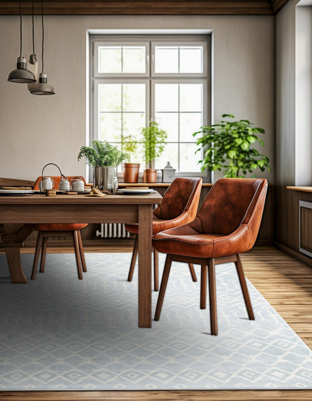 Light Blue 6' 1 x 6' 1 Moroccan Trellis Square Rug