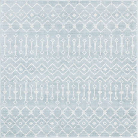 Light Blue 6' 1 x 6' 1 Moroccan Trellis Square Rug