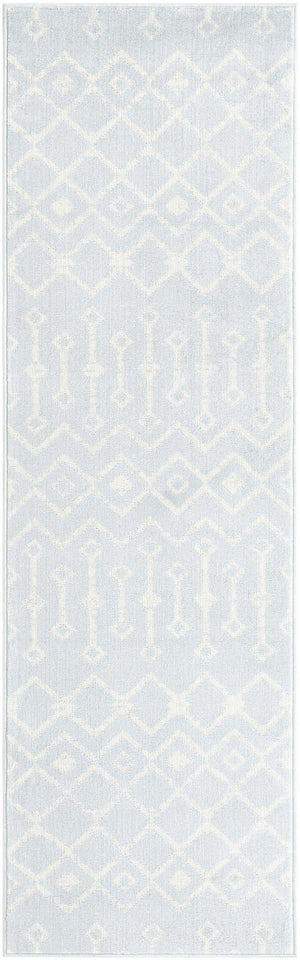 Light Blue 2' 6 x 8' 2 Moroccan Trellis Runner Rug