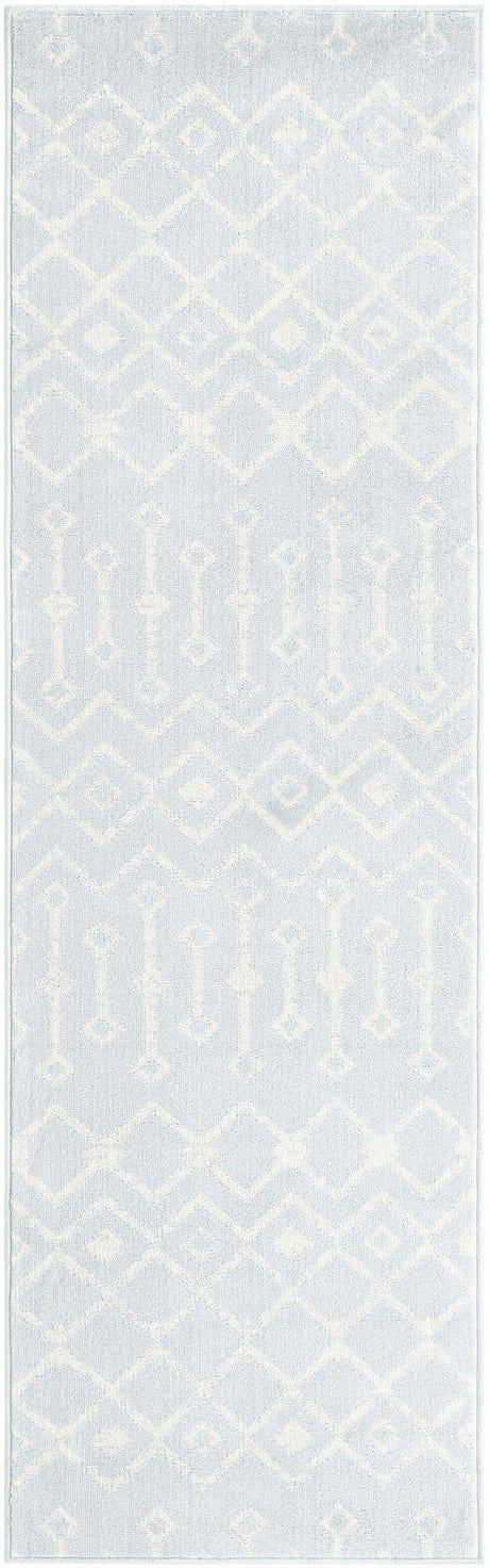 Light Blue 2' 6 x 8' 2 Moroccan Trellis Runner Rug