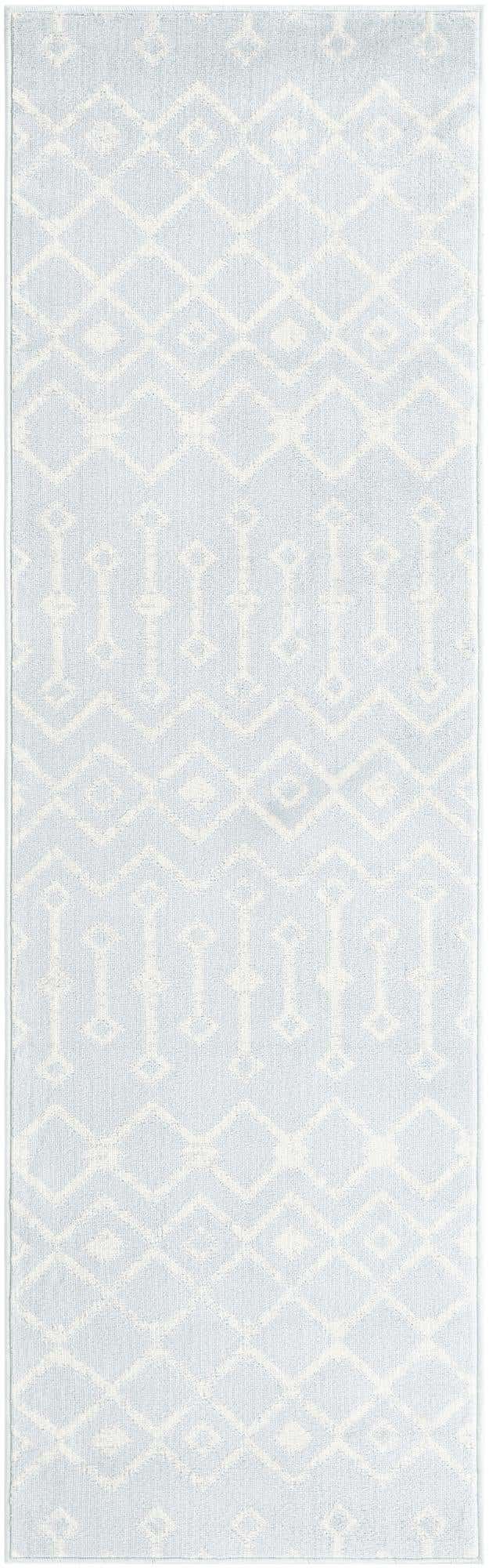 Light Blue 2' 6 x 8' 2 Moroccan Trellis Runner Rug