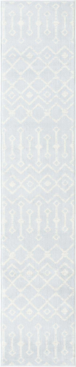 Light Blue 2' x 10' Moroccan Trellis Runner Rug