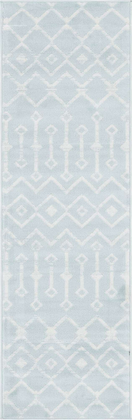 Light Blue 2' x 7' Moroccan Trellis Runner Rug