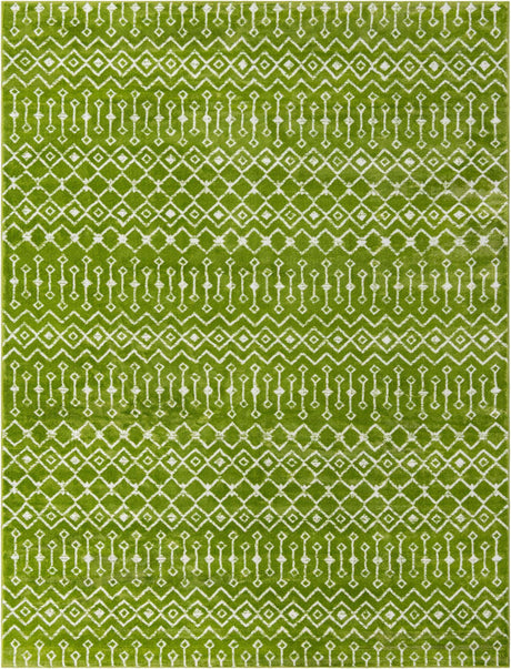 Green 10' x 13' Moroccan Trellis Rectangle Rug