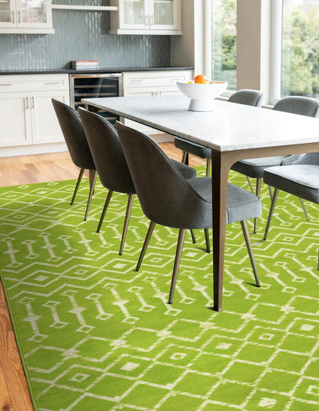 Green 7' 10 x 10' Moroccan Trellis Rectangle Area Rug 100% Polypropylene Easy Clean Geometric Traditional Carpet for Interior Design Home Decor for Sale at Rug Engine