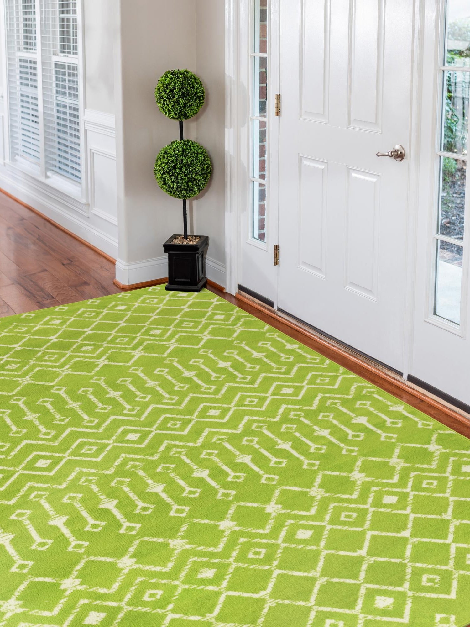 Green 7' 10 x 11' Moroccan Trellis Rectangle Area Rug 100% Polypropylene Easy Clean Geometric Traditional Carpet for Interior Design Home Decor for Sale at Rug Engine