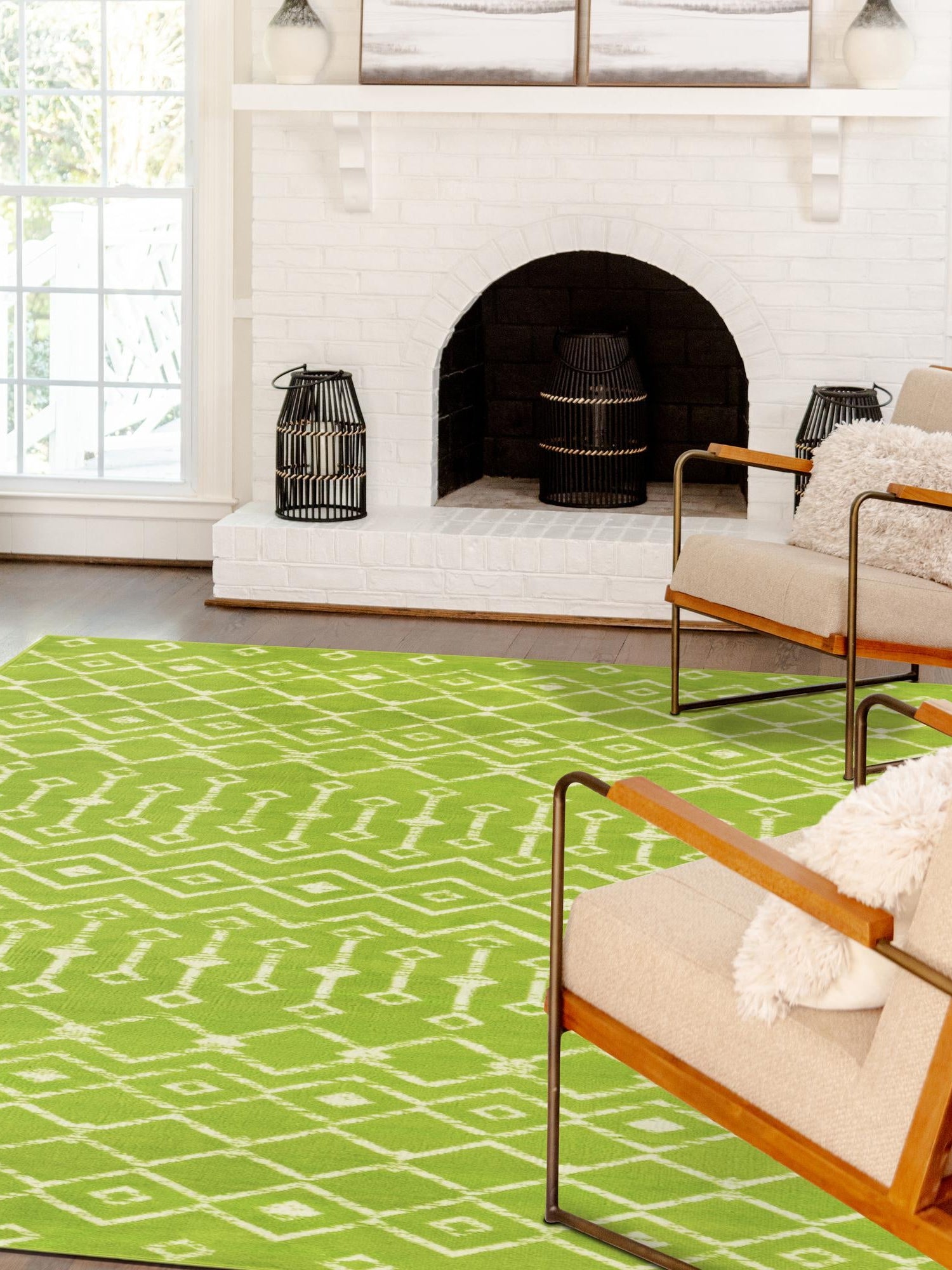 Green 7' 10 x 11' Moroccan Trellis Rectangle Area Rug 100% Polypropylene Easy Clean Geometric Traditional Carpet for Interior Design Home Decor for Sale at Rug Engine