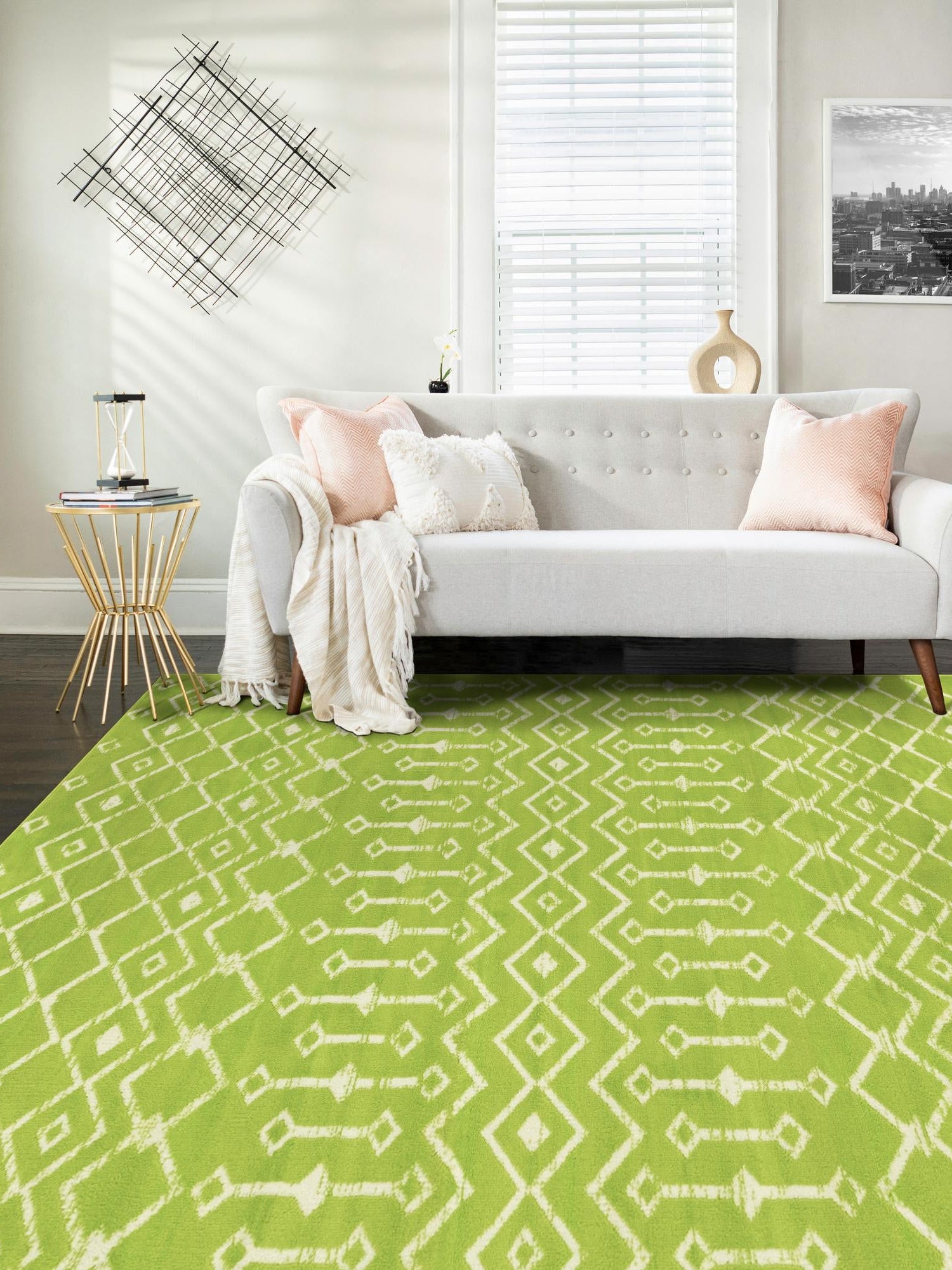 Green 7' 10 x 10' Moroccan Trellis Rectangle Area Rug 100% Polypropylene Easy Clean Geometric Traditional Carpet for Interior Design Home Decor for Sale at Rug Engine