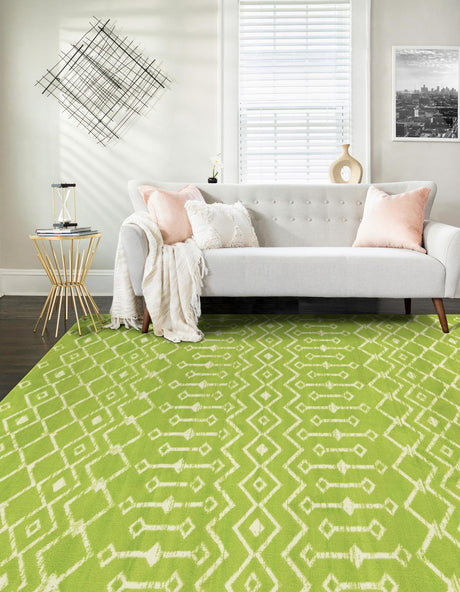 Green 7' 10 x 10' Moroccan Trellis Rectangle Area Rug 100% Polypropylene Easy Clean Geometric Traditional Carpet for Interior Design Home Decor for Sale at Rug Engine