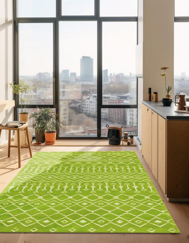 Green 2' 2 x 3' 1 Moroccan Trellis Rectangle Rug