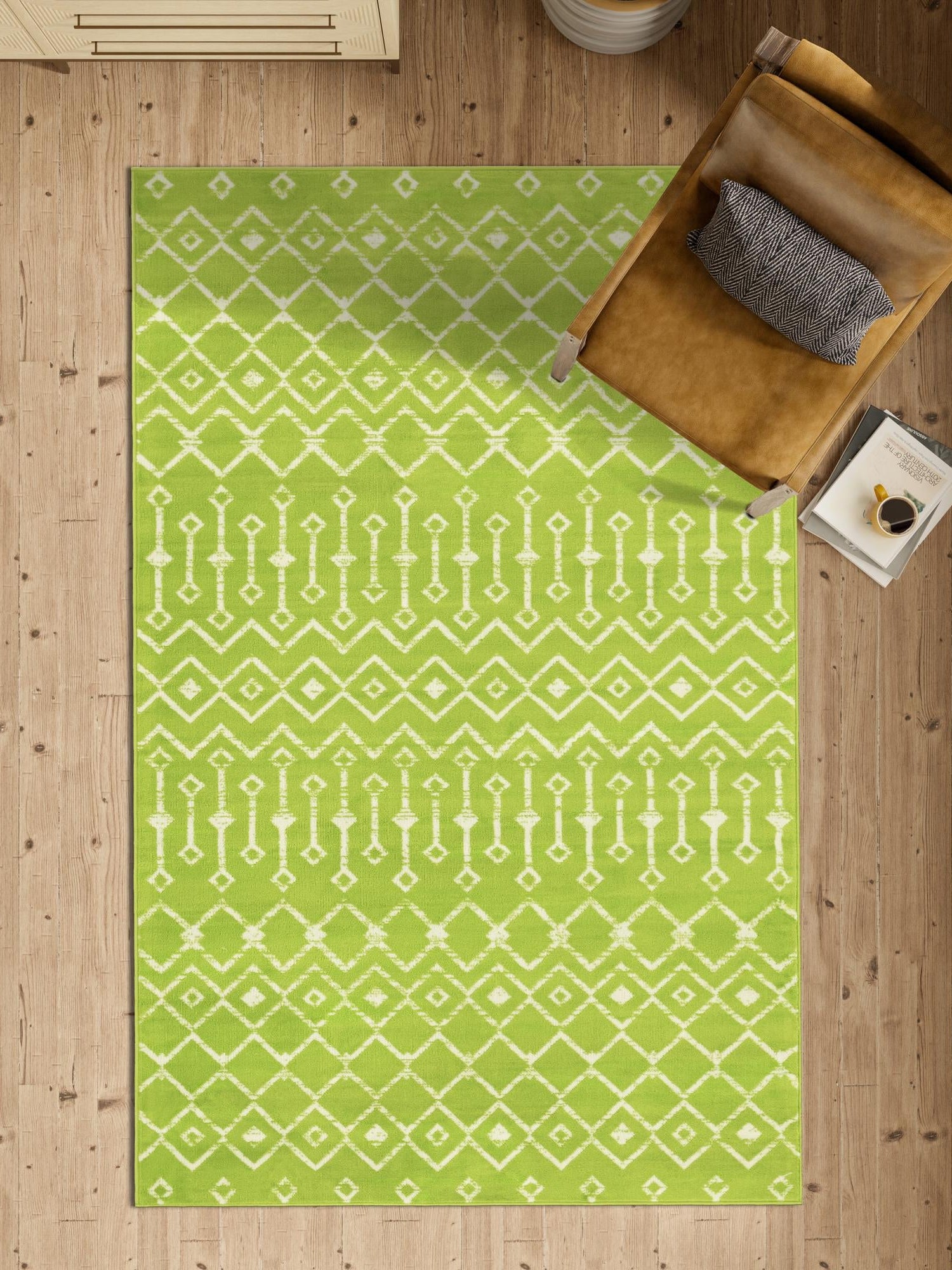 Green 5' 3 x 8' Moroccan Trellis Rectangle Area Rug 100% Polypropylene Easy Clean Geometric Traditional Carpet for Interior Design Home Decor for Sale at Rug Engine