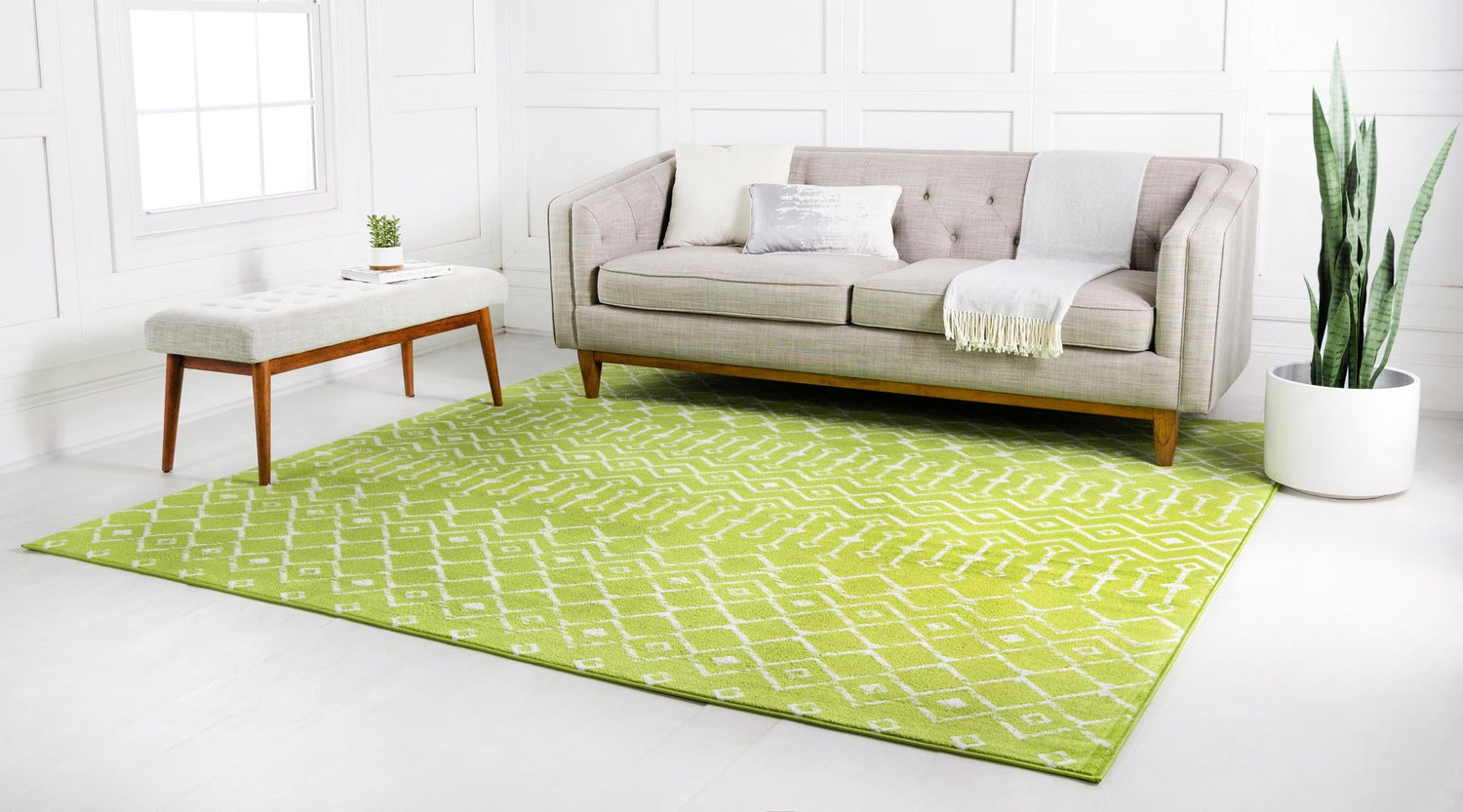 Green 6' 1 x 6' 1 Moroccan Trellis Square Area Rug 100% Polypropylene Easy Clean Geometric Traditional Carpet for Interior Design Home Decor for Sale at Rug Engine