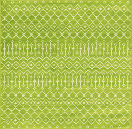 Green 8' x 8' Moroccan Trellis Square Rug