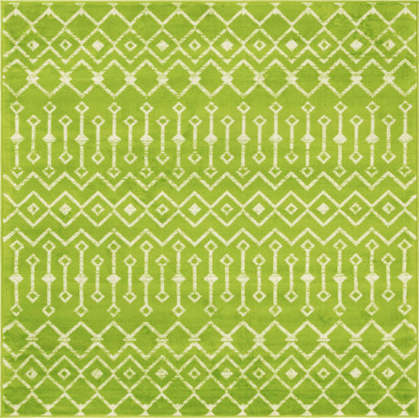 Green 6' x 6' Moroccan Trellis Square Rug