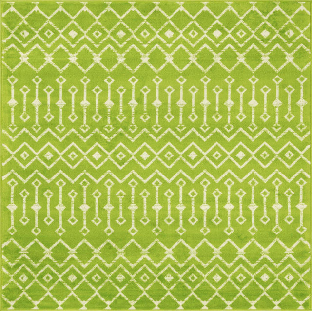 Green 6' x 6' Moroccan Trellis Square Rug