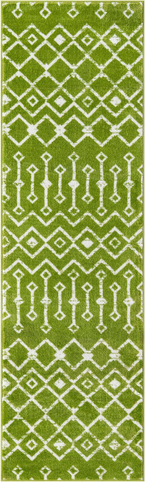 Green 2' 6 x 8' 2 Moroccan Trellis Runner Area Rug