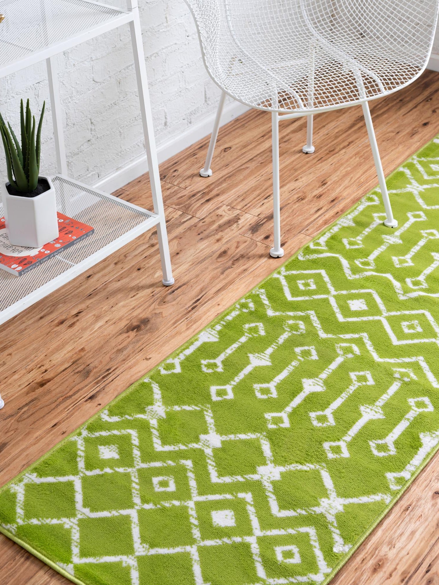 Green 2' x 9' 10 Moroccan Trellis Runner Area Rug 100% Polypropylene Easy Clean Geometric Traditional Carpet for Interior Design Home Decor for Sale at Rug Engine