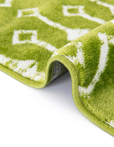 Green 2' 6 x 8' 2 Moroccan Trellis Runner Area Rug 100% Polypropylene Easy Clean Geometric Traditional Carpet for Interior Design Home Decor for Sale at Rug Engine