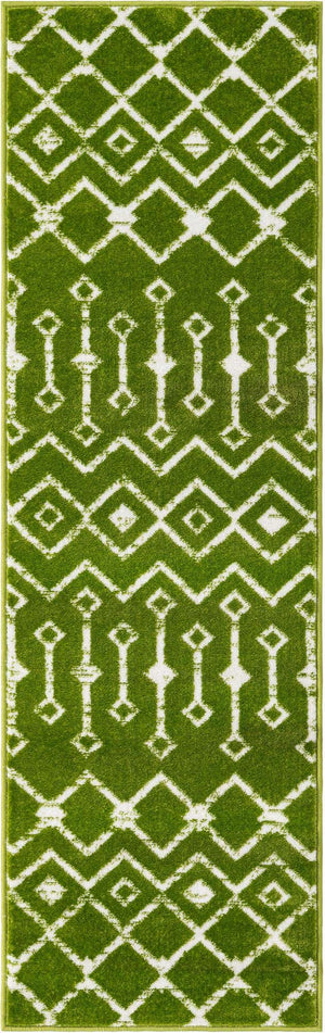 Green 2' x 6' 7 Moroccan Trellis Runner Area Rug