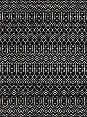 Black 9' x 12' Moroccan Trellis Rectangle Area Rug