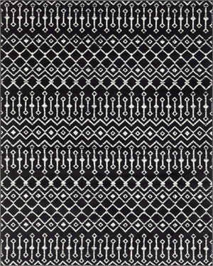 Black 7' 10 x 10' Moroccan Trellis Rectangle Area Rug