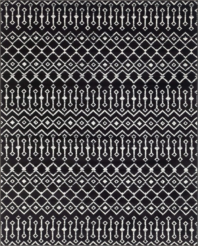 Black 7' 10 x 10' Moroccan Trellis Rectangle Area Rug
