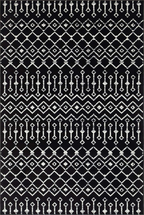 Black 6' 1 x 9' Moroccan Trellis Rectangle Rug