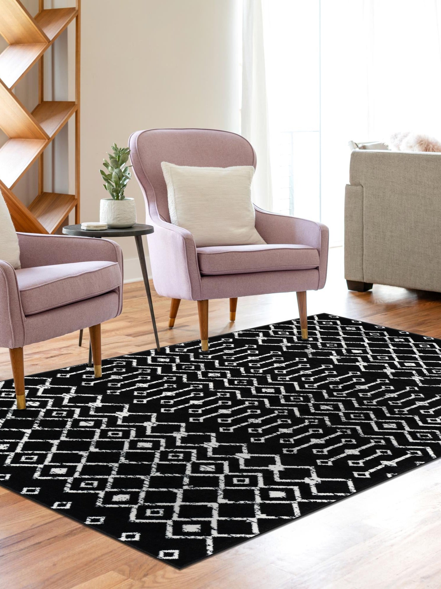 Black 10' x 13' 1 Moroccan Trellis Rectangle Area Rug 100% Polypropylene Easy Clean Geometric Traditional Carpet for Interior Design Home Decor for Sale at Rug Engine
