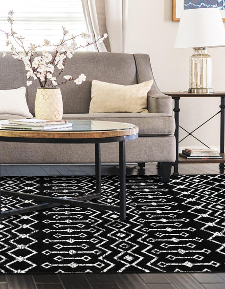 Black 10' 8 x 16' 5 Moroccan Trellis Rectangle Area Rug 100% Polypropylene Easy Clean Geometric Traditional Carpet for Interior Design Home Decor for Sale at Rug Engine