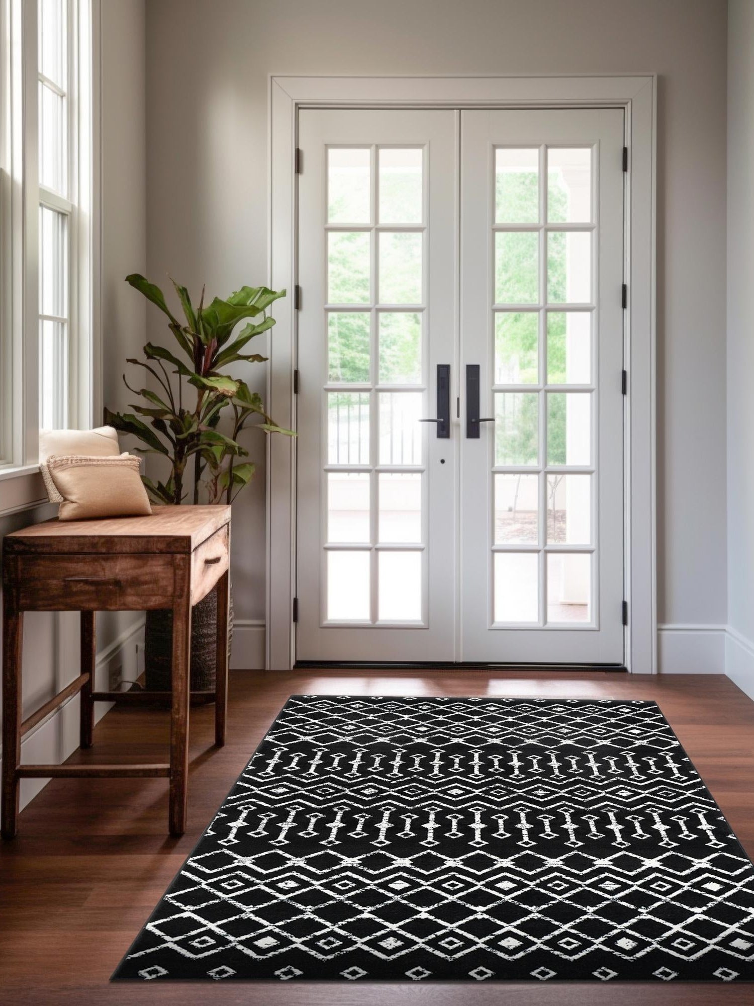 Black 10' x 13' 1 Moroccan Trellis Rectangle Area Rug 100% Polypropylene Easy Clean Geometric Traditional Carpet for Interior Design Home Decor for Sale at Rug Engine