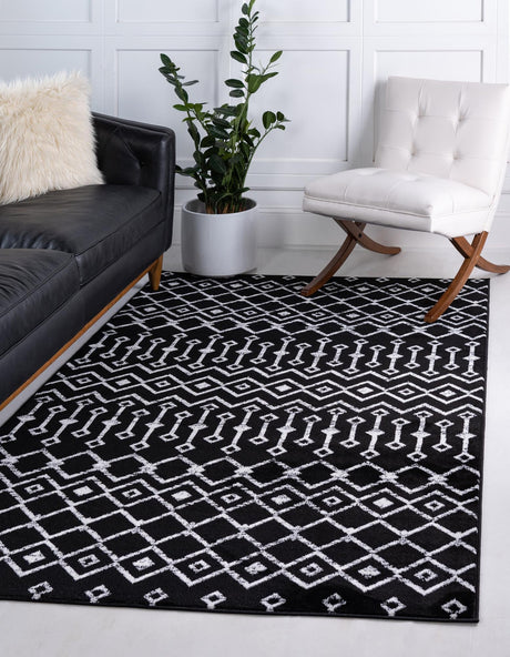 Black 3' 1 x 5' 3 Moroccan Trellis Rectangle Area Rug 100% Polypropylene Easy Clean Geometric Traditional Carpet for Interior Design Home Decor for Sale at Rug Engine