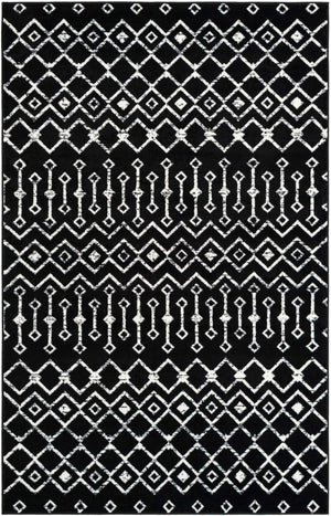 Black 5' 3 x 8' Moroccan Trellis Rectangle Rug
