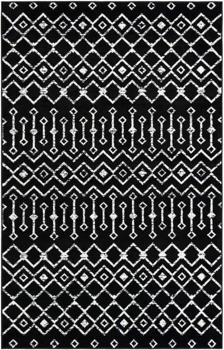 Black 5' 3 x 8' Moroccan Trellis Rectangle Rug