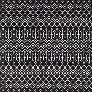 Black 8' x 8' Moroccan Trellis Square Rug