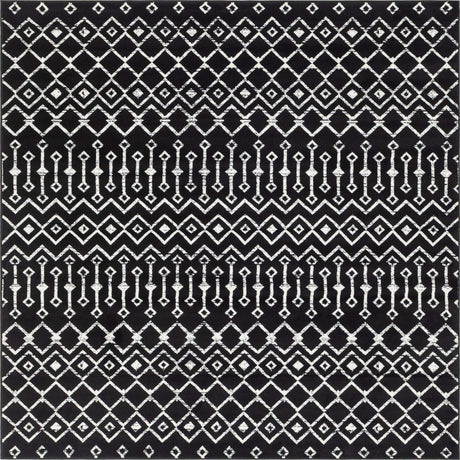 Black 8' x 8' Moroccan Trellis Square Rug